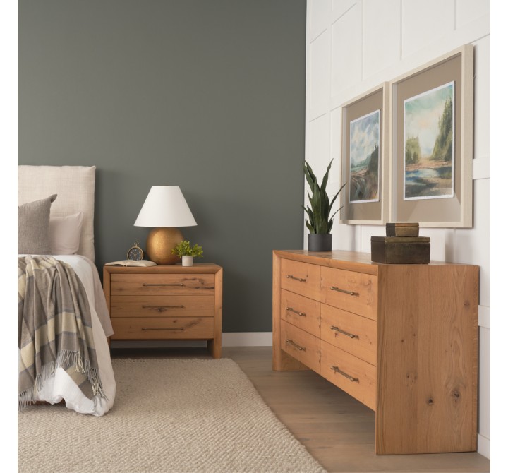 Mercana Belford 3-Drawer Light Brown Oak Wood Closed Nightstand