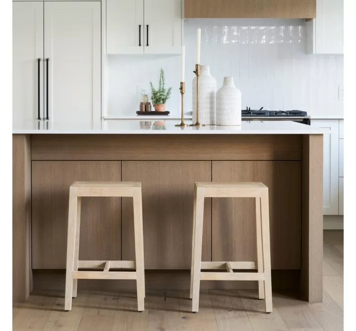 Mercana Colony Light Brown Solid Wood Counter Stool