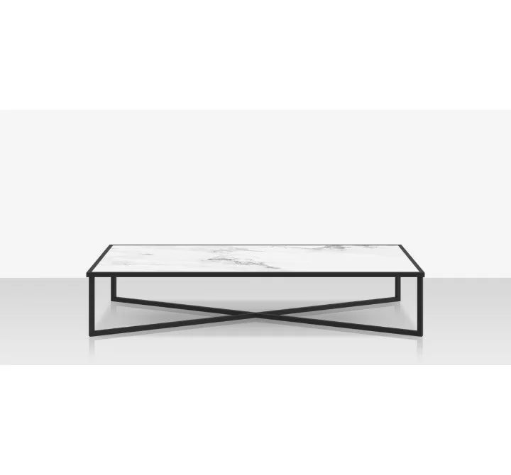 Source Furniture Iconic Aluminum Rectangular Coffee Table with Porcelain Tabletop