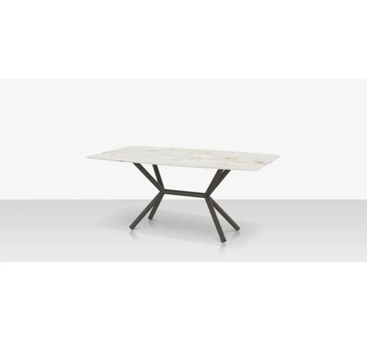 DecoScapes Oliver Emerald Rimless Porcelain Dining Table - Side Angled
