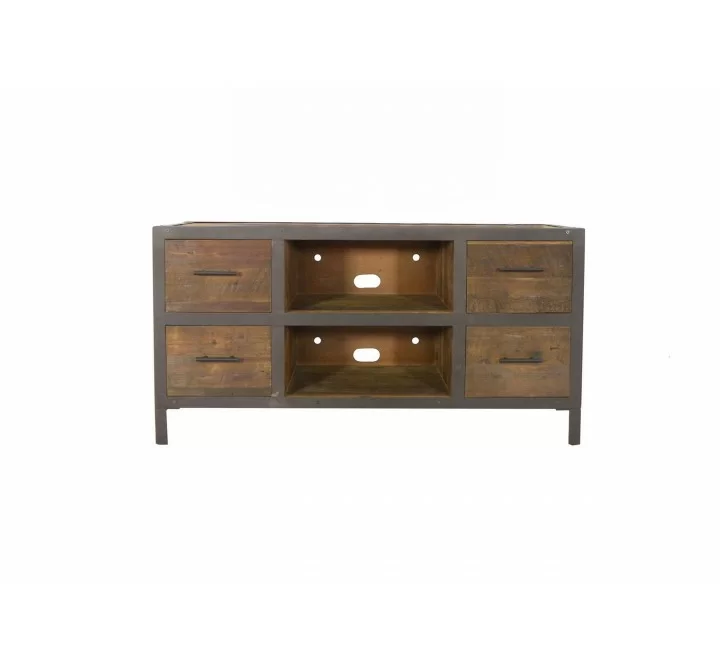 Crawford and Burke Reese Reclaimed Wood 4 Drawer TV Stand, Front Angle
