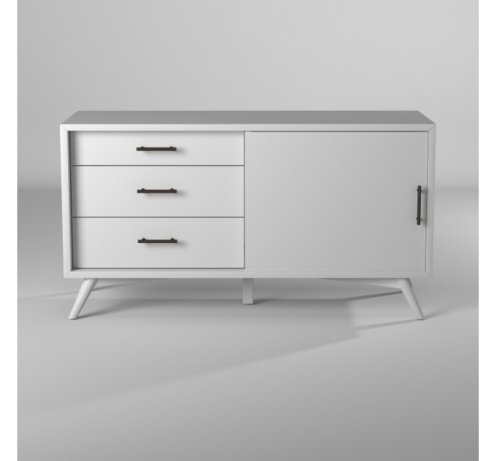 Alpine Furniture Flynn Small TV Console, White - Front Angle