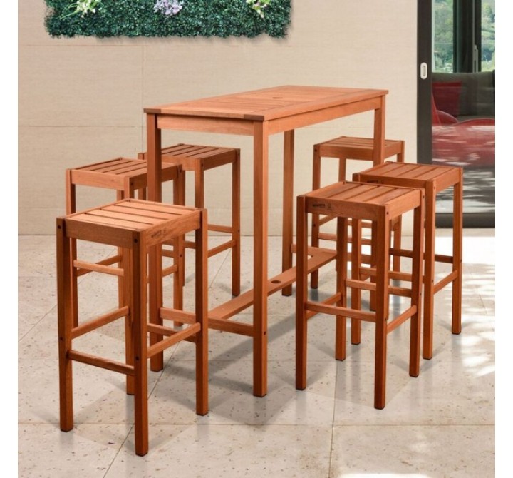 Amazonia Westerdam 7 Piece Rectangular Patio Bar Set 