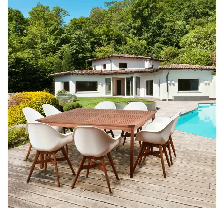 International Home Miami Amazonia Charlotte Deluxe 9 Piece Square Patio Dining Set  - Lifestyle