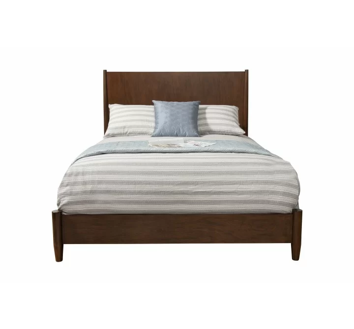 Alpine Furniture Flynn Full Platform Bed, Walnut - Front Angle