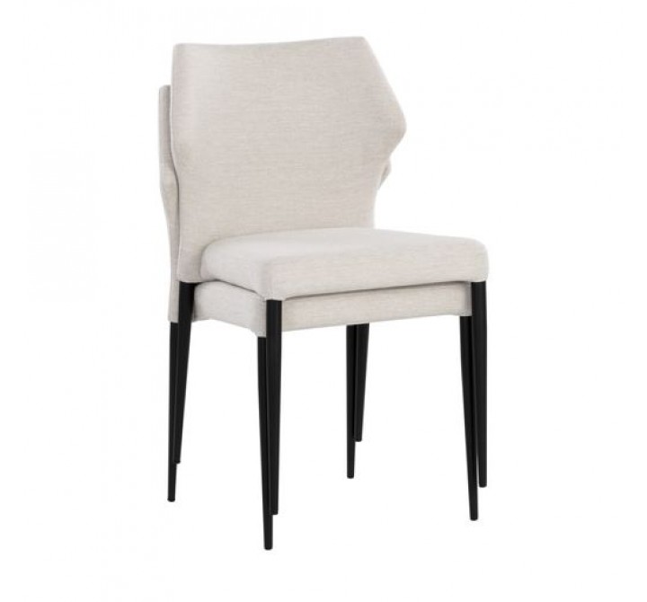 Sunpan James Stackable Dining Chair in City Beige - Set of Two - Front Side Angle