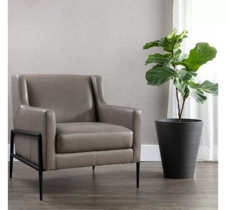 Sunpan Talula Lounge Chair - Alpine Grey Leather - Lifestyle