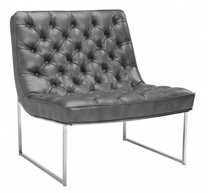 Sunpan Toro Lounge Chair - Cantina Magnetite - Angled View