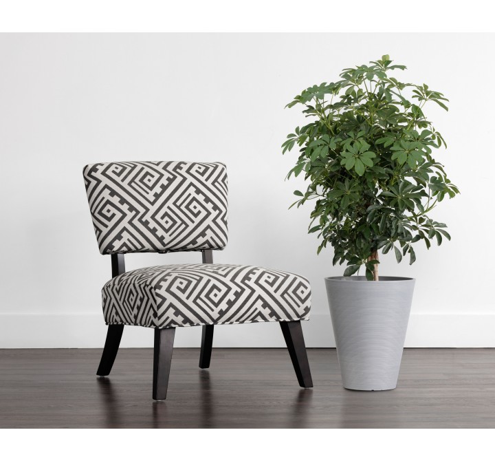 Sunpan Enza Lounge Chair - Geo Grey - Lifestyle Angled Shot