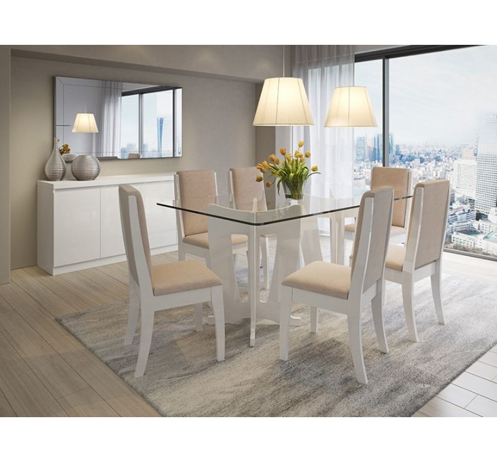 Manhattan Comfort Viennese 62.99 in. 6-Shelf Buffet Cabinet in White Gloss