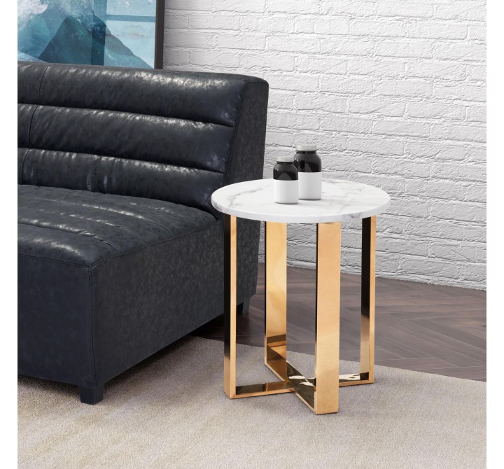 Zuo Modern Atlas End Table White and Gold - Lifestyle