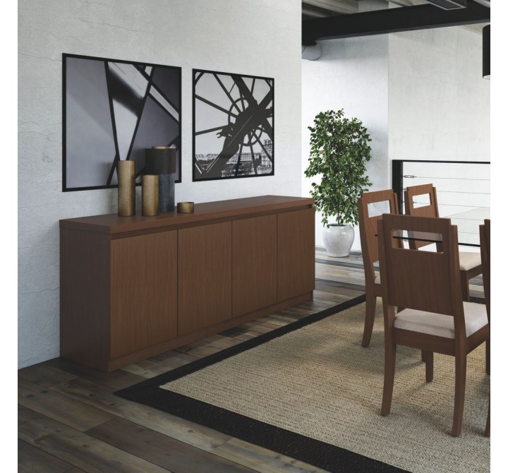 Viennese 62.99 in. 6- Shelf Buffet Cabinet in Nut Brown - Lifestyle