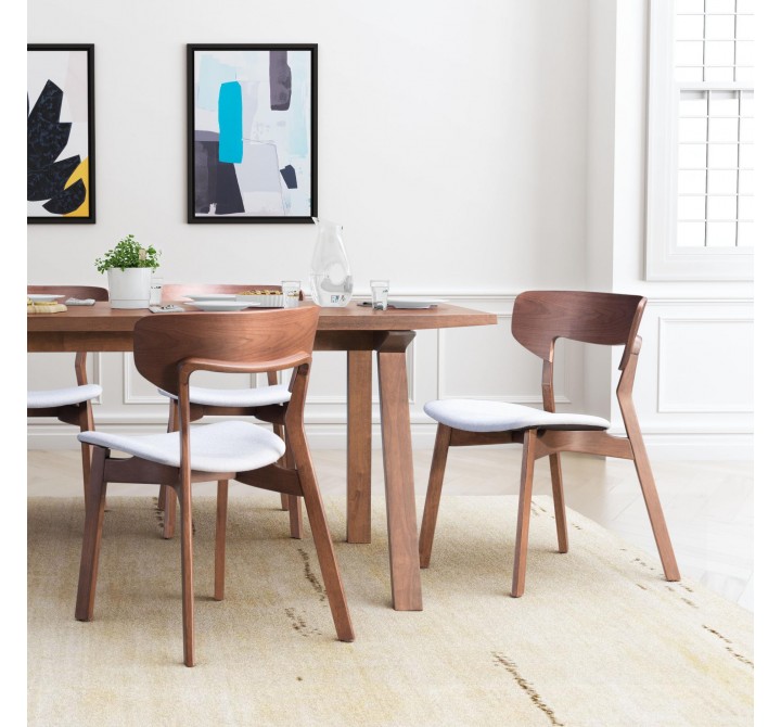 Russell Dining Chair Walnut and Light Gray - Lifestyle