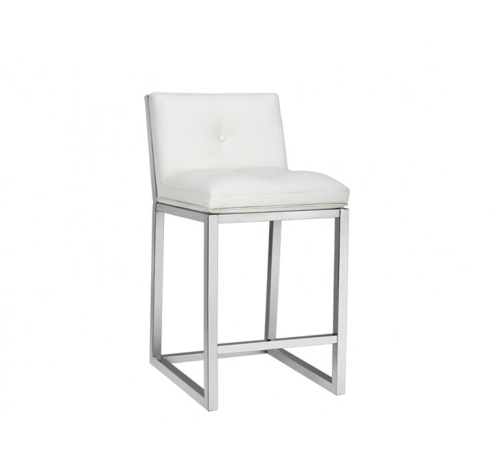 Sunpan Alba Counter Stool - White - Front Side Angle