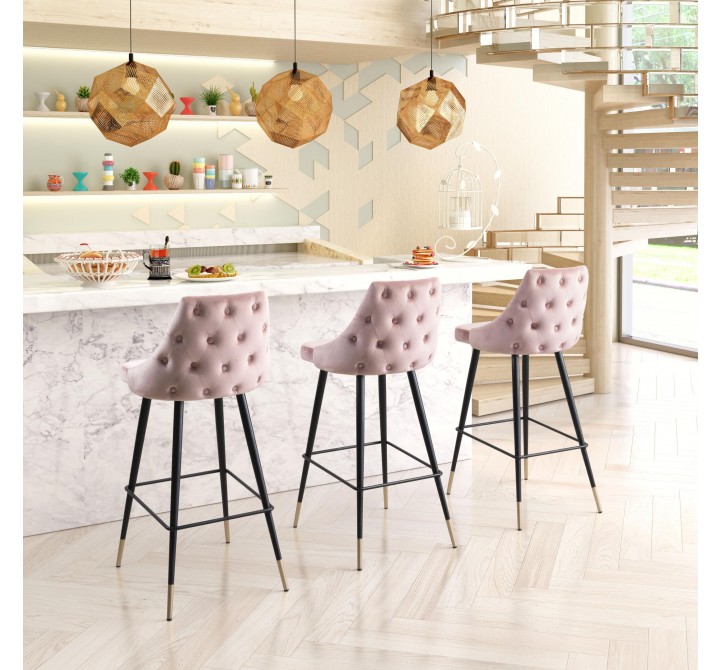 Zuo Modern Piccolo Barstool in Pink - Lifestyle