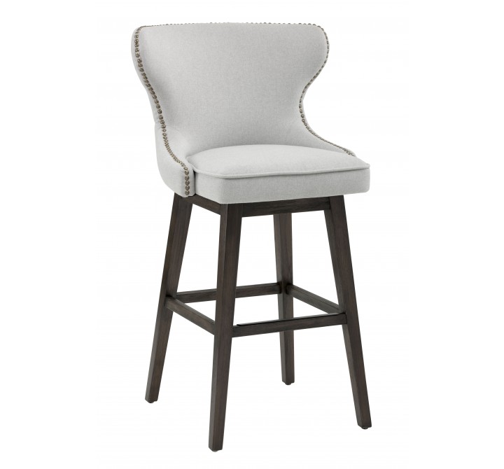 Sunpan Ariana Swivel Barstool in Light Grey - Angled