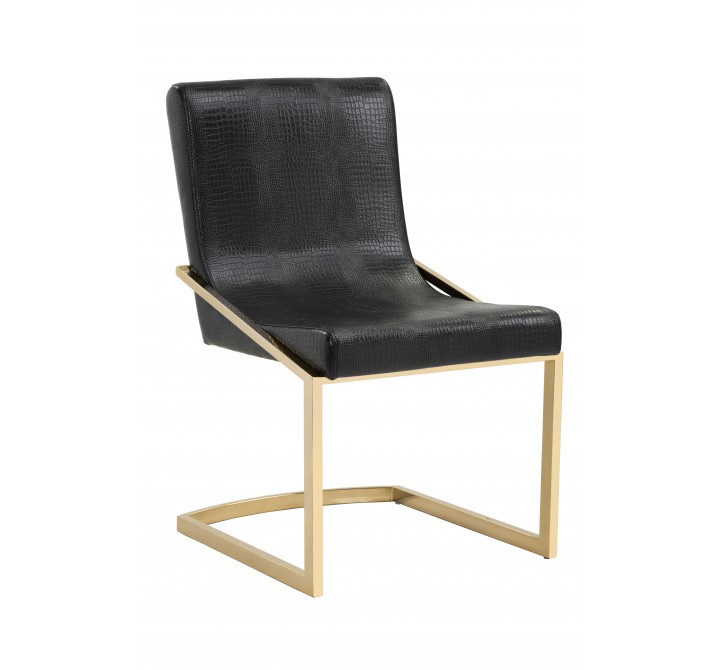 Sunpan Marcelle Dining Chair in Black Croc - Angled