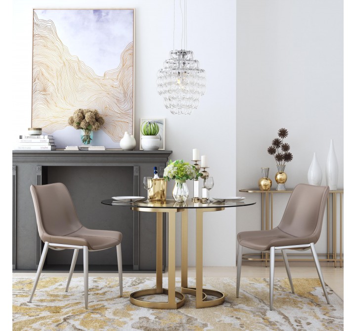 Zuo Modern Magnus Dining Chair in Brown and Silver - Lifestyle 1