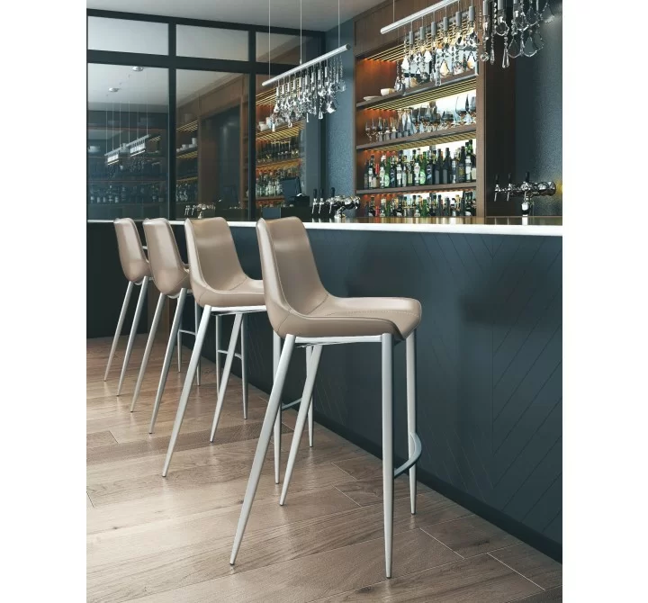 Zuo Modern Magnus Barstool in Brown and Silver - Lifestyle