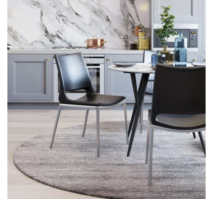 Zuo Modern Ace Dining Chair in Black and Silver - Lifestyle 