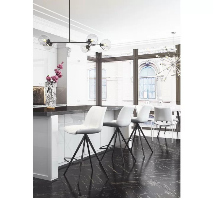 Zuo Modern Aki Counter Stool in White and Black - Lifestyle