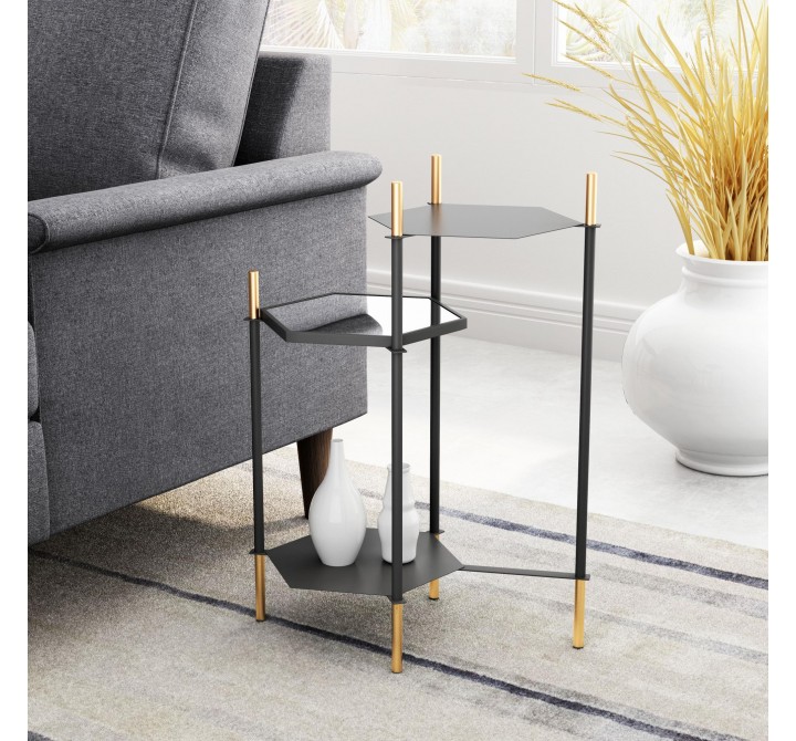 Zuo Modern William Side Table Black and Gold - Lifestyle