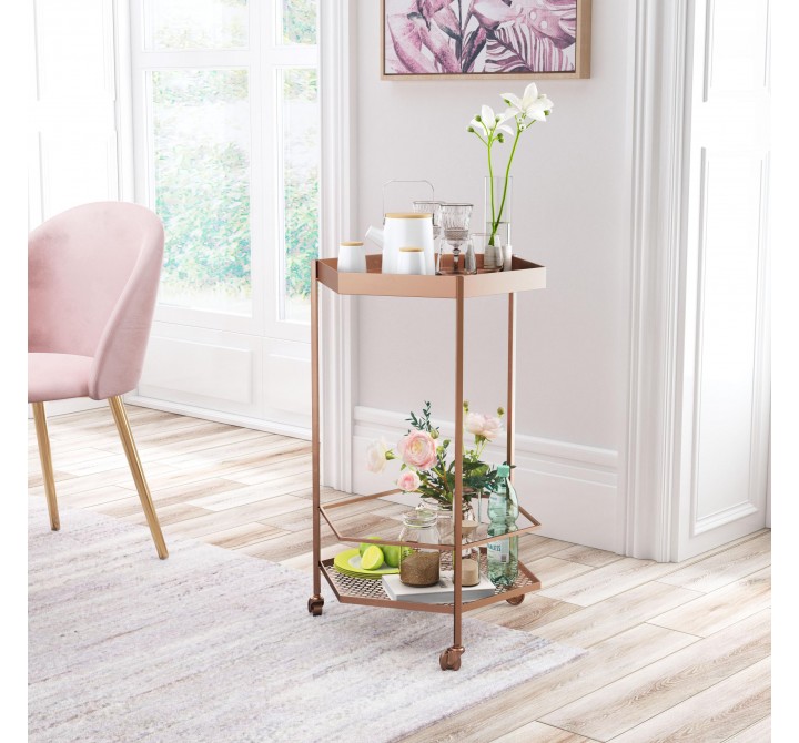 Zuo Modern Hex Bar Cart Copper - Lifestyle