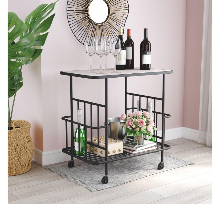Zuo Modern Argus Bar Cart in Black - Lifestyle