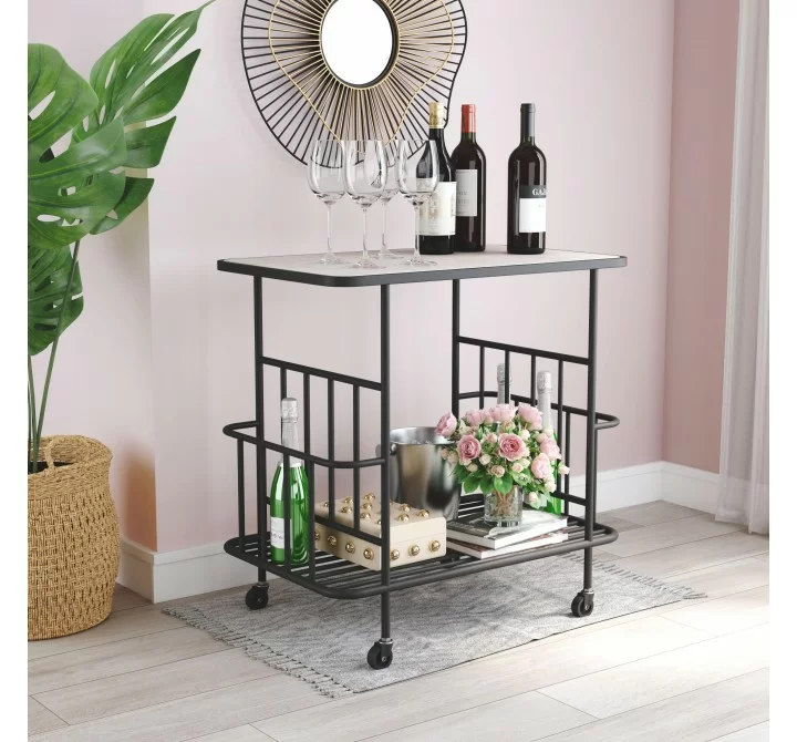 Zuo Modern Argus Bar Cart in Black - Lifestyle