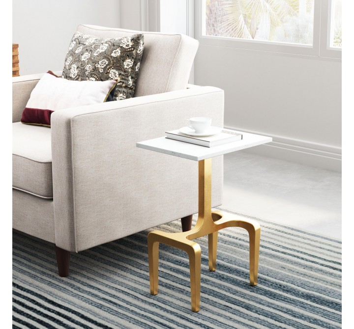 Zuo Modern Clement Side Table White and Gold - Lifestyle