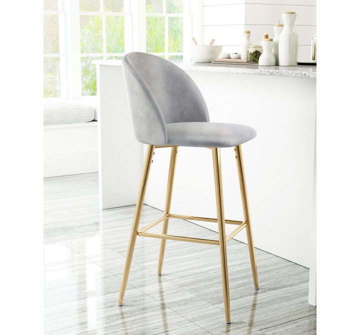 Zuo Modern Cozy Barstool Gray and Gold - Lifestyle
