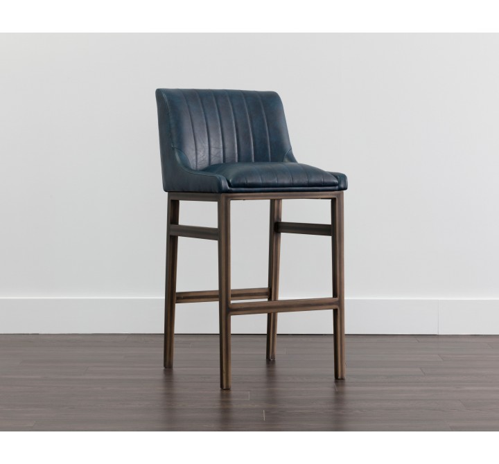 Sunpan Halden Barstool in Vintage Blue - Lifestyle Angled