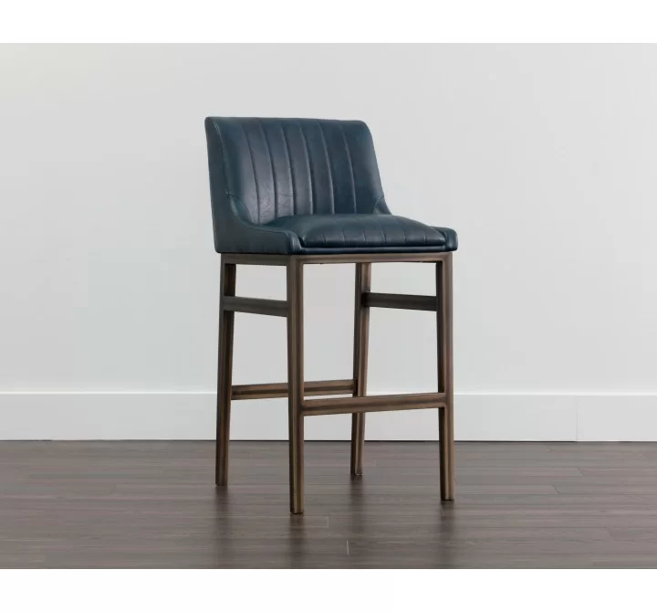 Sunpan Halden Barstool in Vintage Blue - Lifestyle Angled
