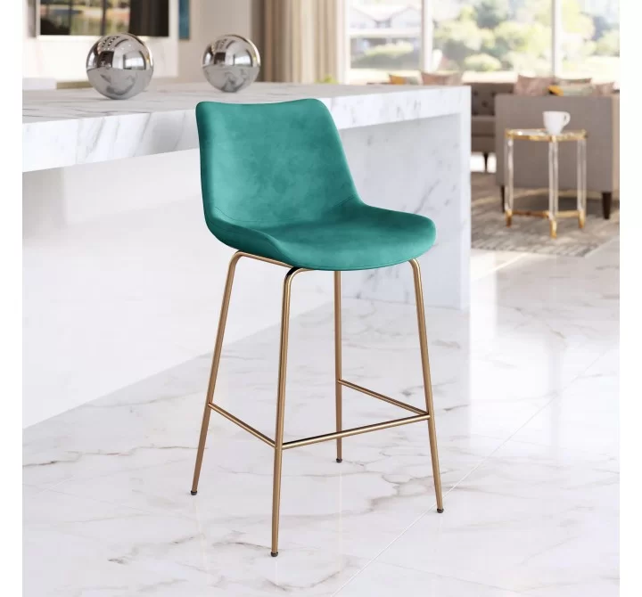 Zuo Modern Tony Counter Stool in Green and Gold - Lifestyle