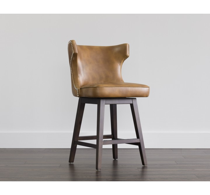 SUNPAN Neville Swivel Counter Stool in Tobacco Tan - Lifestyle