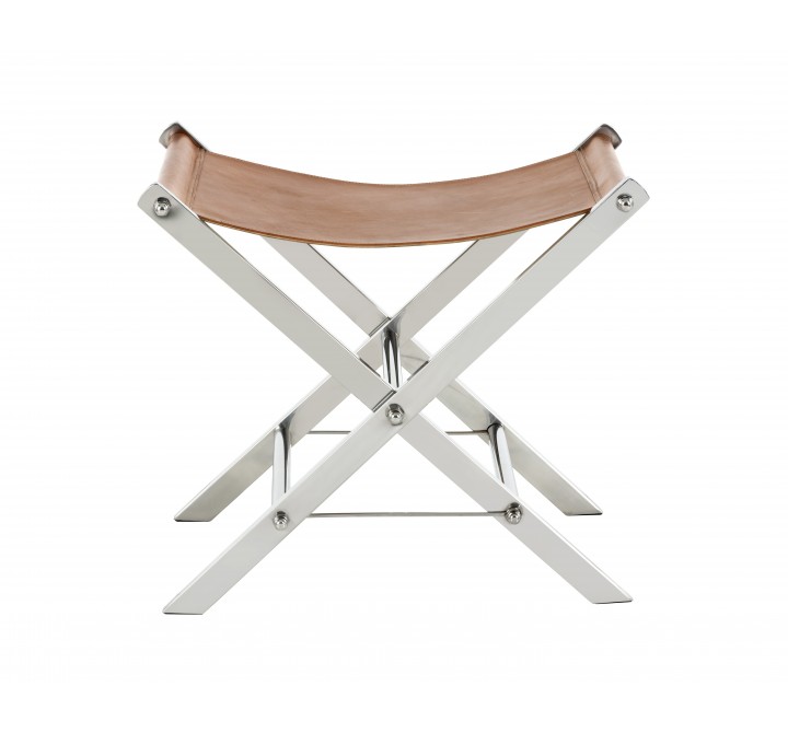 Sunpan Ryder Stool With Stainless Steel Frame in Tan - Side