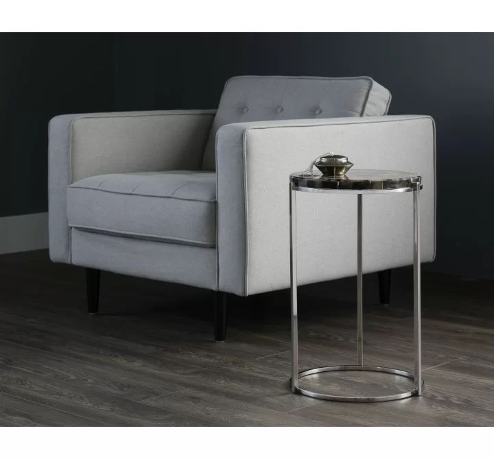 Sunpan Tillie End Table With Stainless Steel Frame in Black Agate Stone - Lifestyle