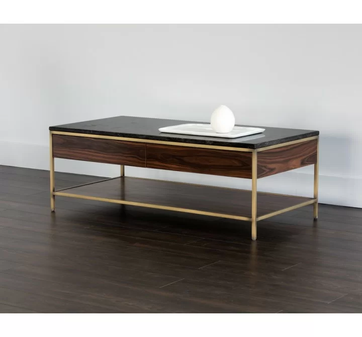 Stamos Coffee Table - Gold - Zebra Brown - Angled