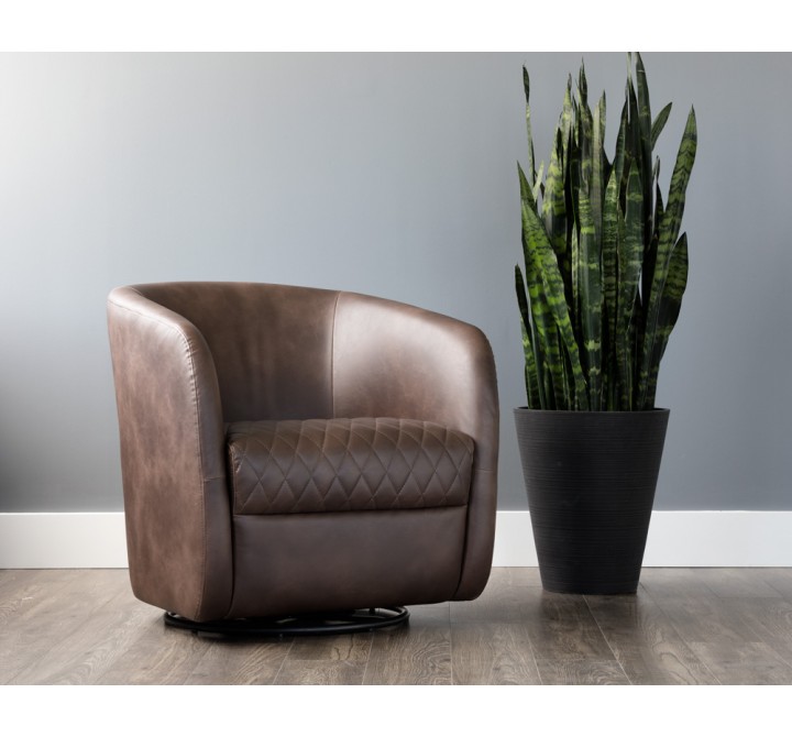 Sunpan Dax Swivel Lounge Chair in Havana Dark Brown - Lifestyle