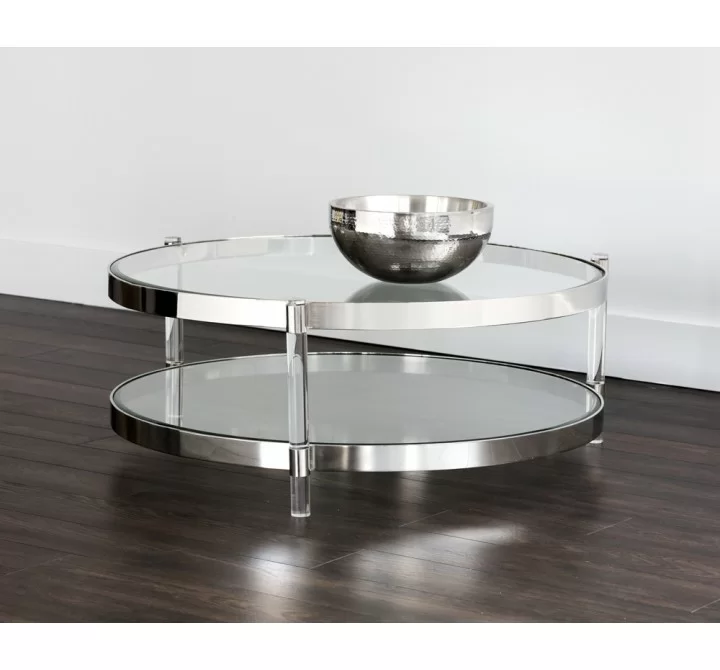 Sunpan York Coffee Table - Stainless Steel - Lifestyle