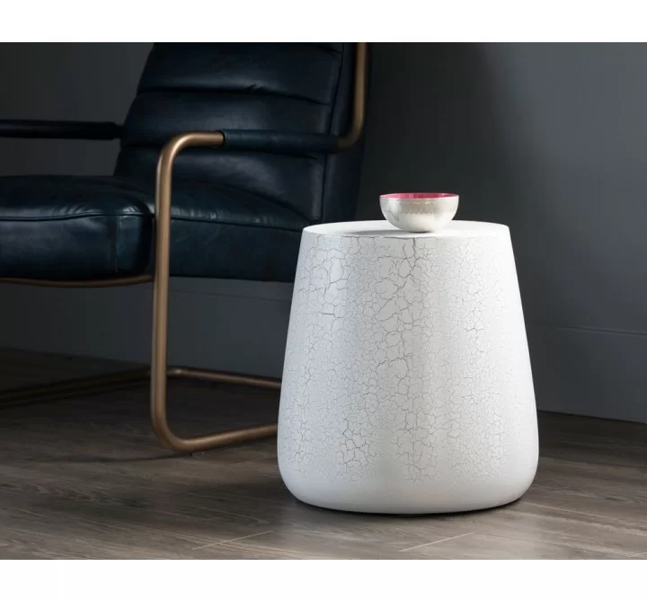 SUNPAN Rollo Side Table - White And Black Crackle, Lifestyle 