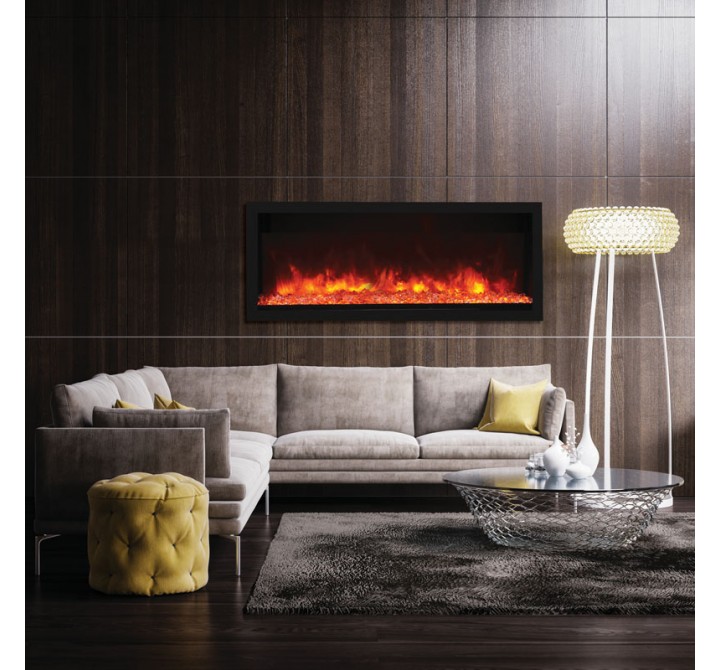 55" Tall Indoor Or Outdoor Electric Built-in Only With Black Steel Surround Fireplace - Lifestyle 1