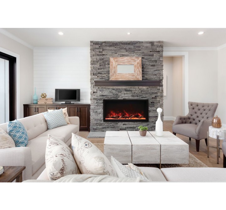 45" Tall Indoor Or Outdoor Electric Built-in Fireplace - Lifestyle 1