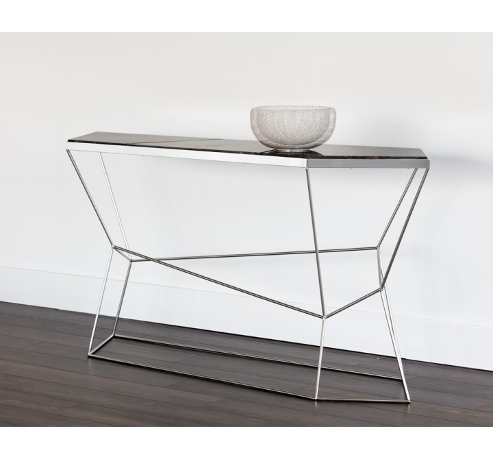 Sunpan Nathaniel Console Table - Grey Marble - Lifestyle