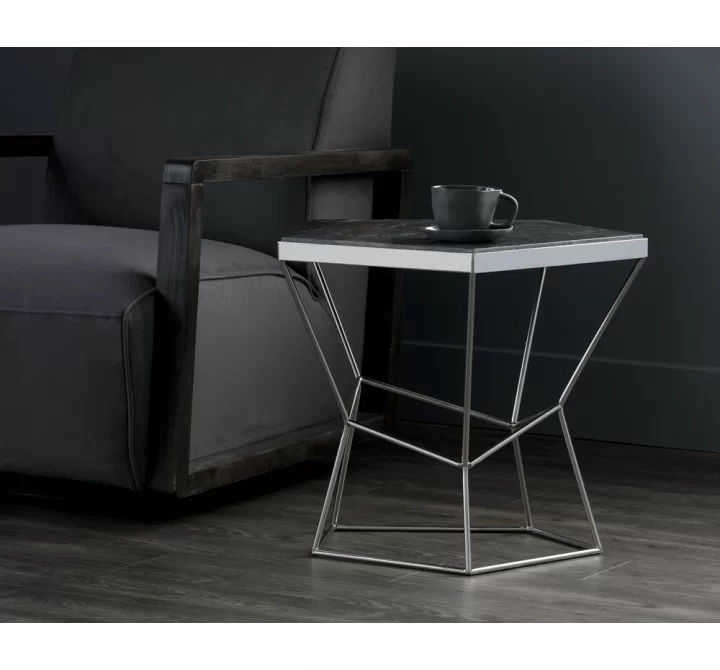 Sunpan Nathaniel End Table - Grey Marble - Lifestyle