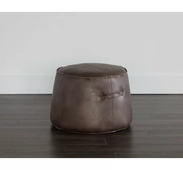 Sunpan Mitchell Ottoman - Havana Dark Brown - Front View