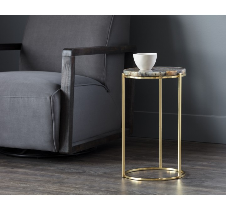 Tillie End Table - Brass - Natural Agate Stone - Lifestyle