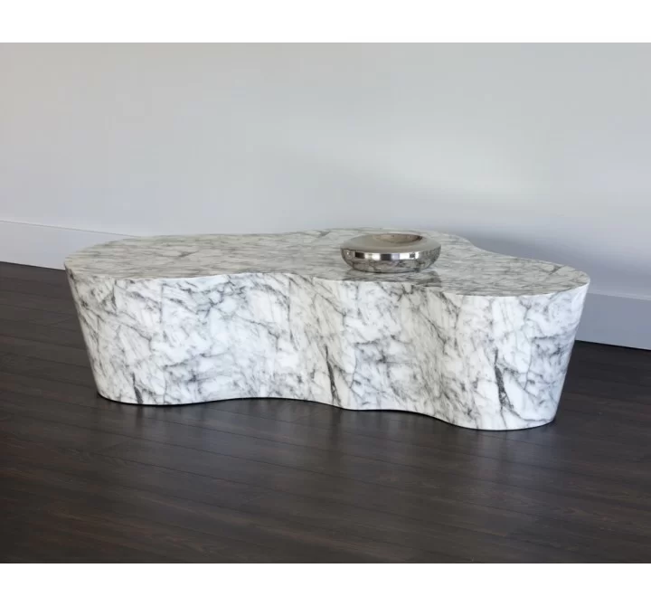 Sunpan Ava Coffee Table - White Angled - Lifestyle