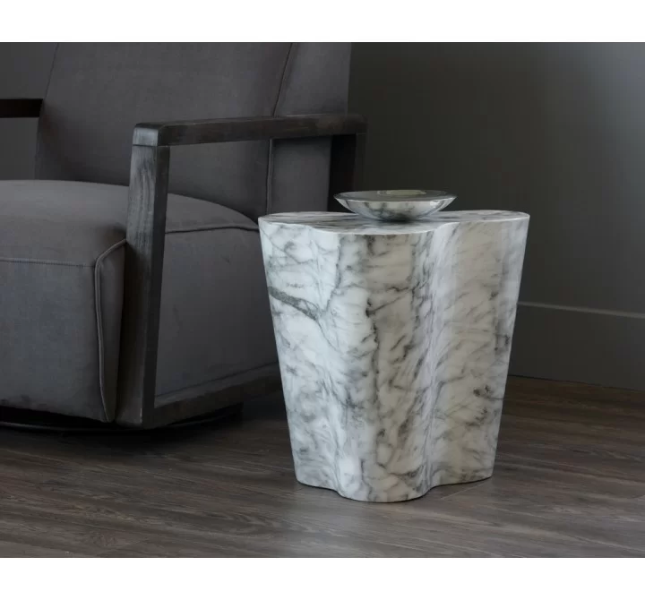 Sunpan Ava End Table - Small - Marble Look - Lifestyle