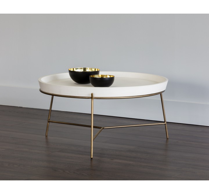 Remy Coffee Table - Antique Brass - Ivory - Lifestyle